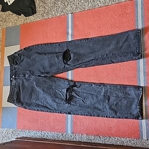 STUNNING COTTON ON STRAIGHT LEG LONG DISTRESSED BLACK JEANS